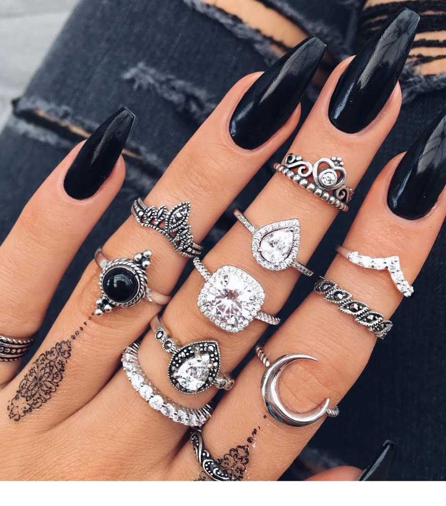 Vintage Knuckle Ring Set for Women Girls Stackable Rings Set Hollow Carved Flowers