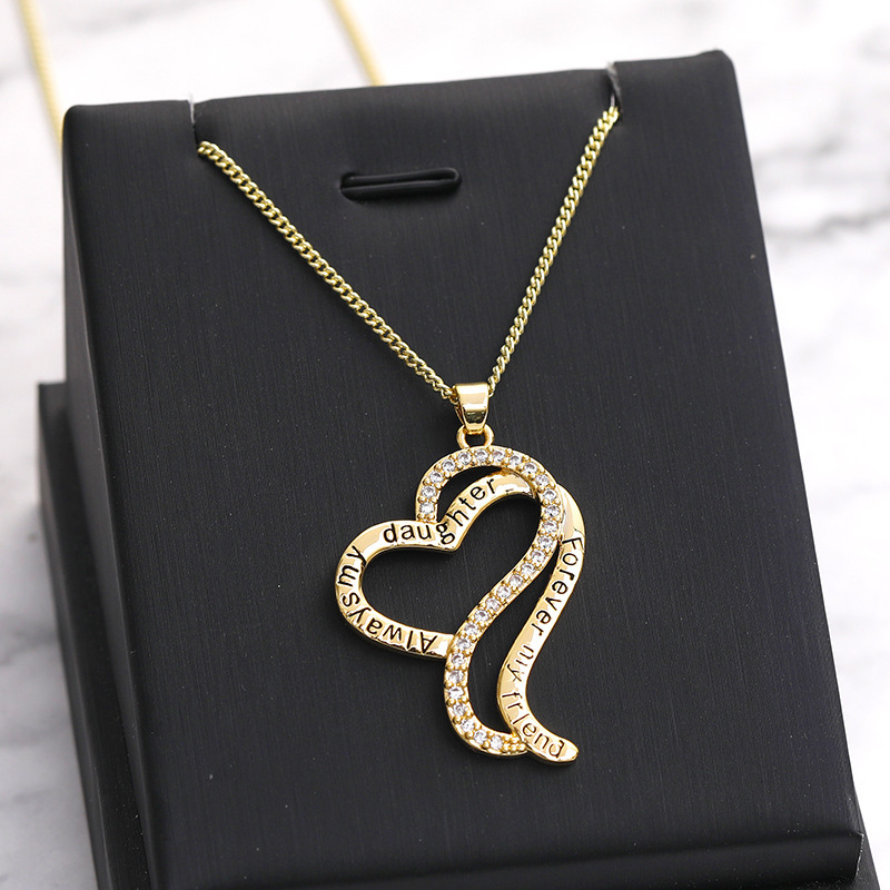 Mother's Day Necklace Pendant Gold and Silver Chic Mother and Child Love Heart Pendant Necklace The Best Gift for Mom