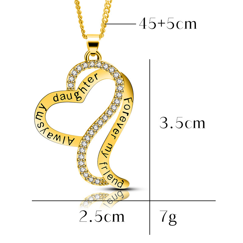 Mother's Day Necklace Pendant Gold and Silver Chic Mother and Child Love Heart Pendant Necklace The Best Gift for Mom