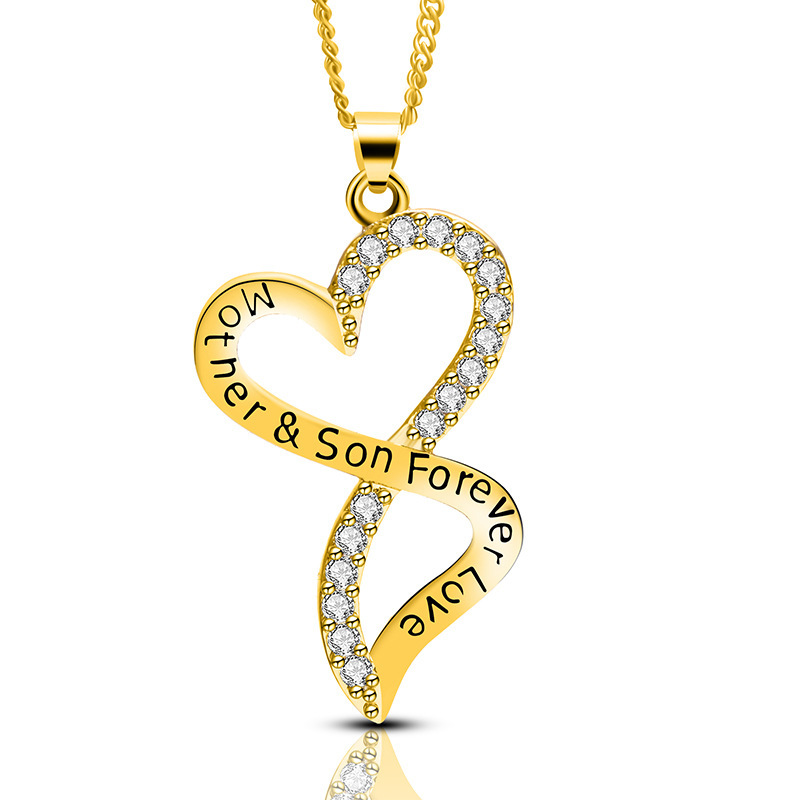 Mother's Day Necklace Pendant Gold and Silver Chic Mother and Child Love Heart Pendant Necklace The Best Gift for Mom