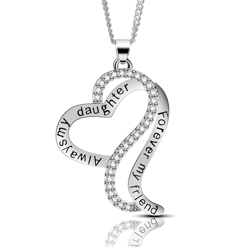 Mother's Day Necklace Pendant Gold and Silver Chic Mother and Child Love Heart Pendant Necklace The Best Gift for Mom