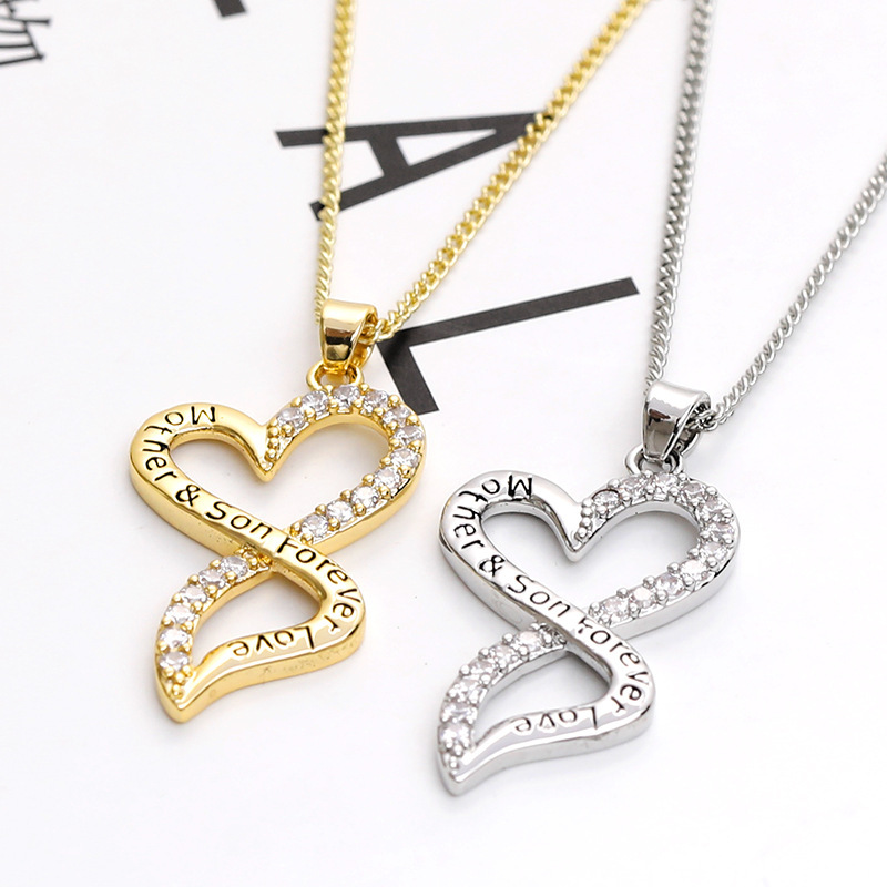 Mother's Day Necklace Pendant Gold and Silver Chic Mother and Child Love Heart Pendant Necklace The Best Gift for Mom
