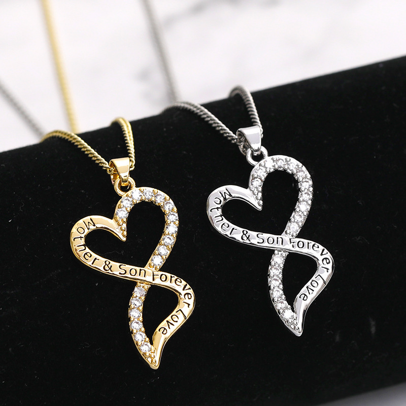 Mother's Day Necklace Pendant Gold and Silver Chic Mother and Child Love Heart Pendant Necklace The Best Gift for Mom