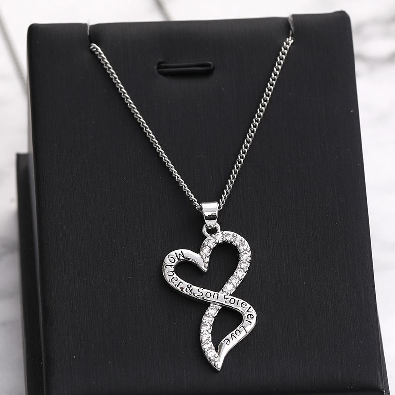 Mother's Day Necklace Pendant Gold and Silver Chic Mother and Child Love Heart Pendant Necklace The Best Gift for Mom