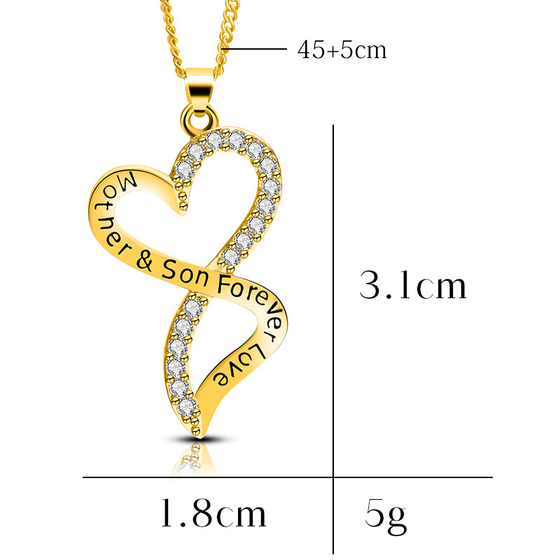 Mother's Day Necklace Pendant Gold and Silver Chic Mother and Child Love Heart Pendant Necklace The Best Gift for Mom