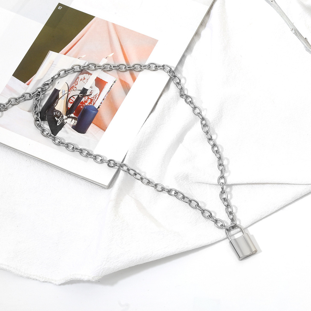 Y Necklace Lock Pendant Simple Cute Necklaces Long Multilayer Chain Fashion Jewelry Women Girls Gift for Her