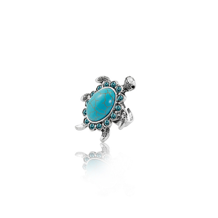 Women's Fashion Silver Zircon Alloy Tumble Turquoise Ring