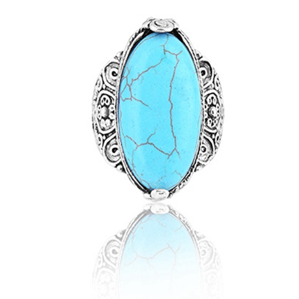 Women's Fashion Silver Zircon Alloy Synthetic Turquoise Ring