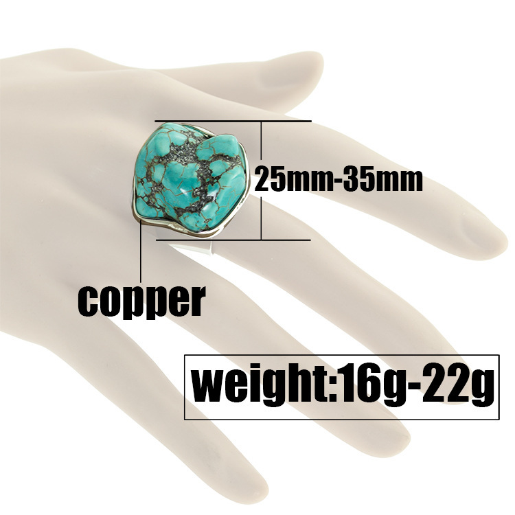 Women's Fashion Silver Zircon Alloy Tumble Turquoise Ring