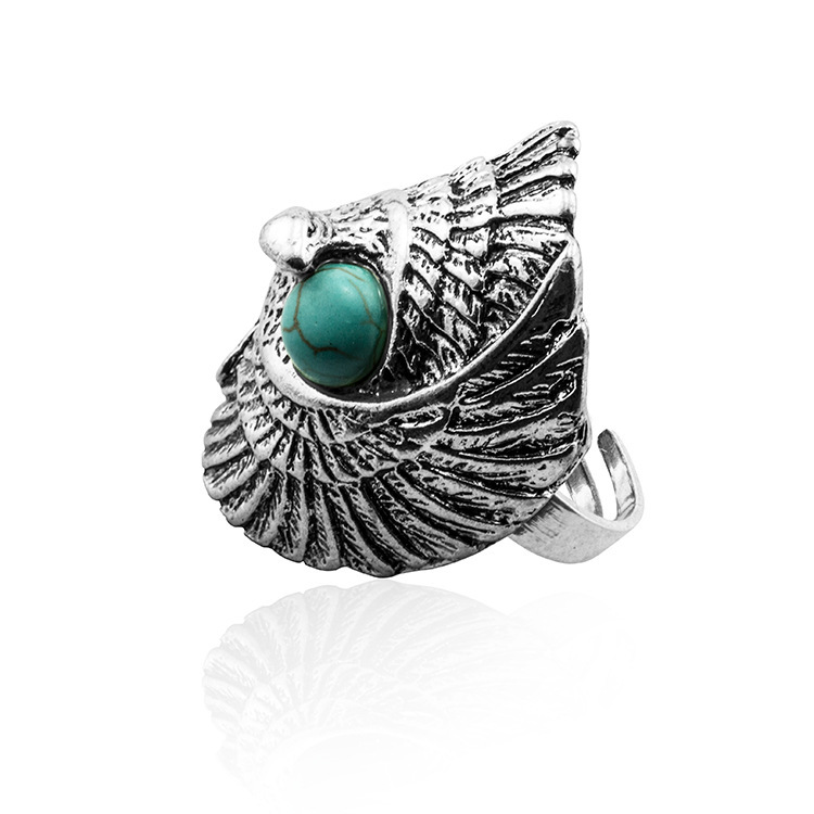 Women's Fashion Silver Zircon Alloy Synthetic Turquoise Stone Ring