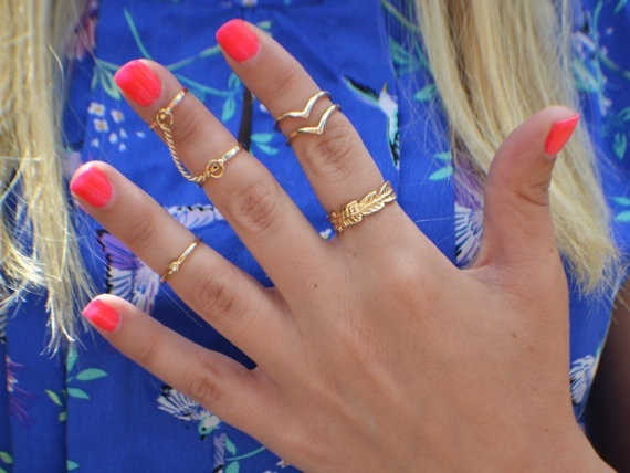 5pcs Fashion Rings Set Wedding Party Engagement Alloy Rings Jewelry Set