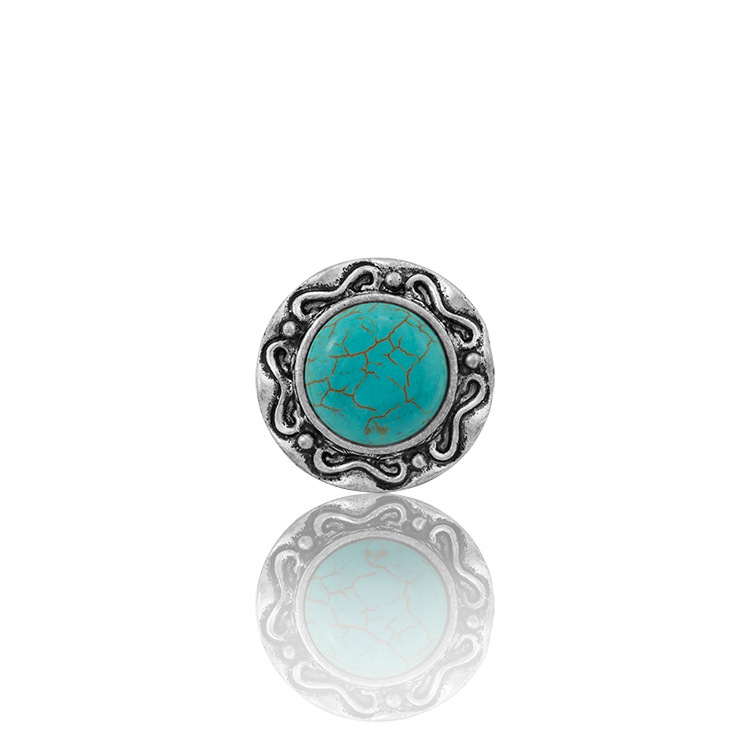 Women's Fashion Silver Zircon Alloy Oval Synthetic Turquoise Ring