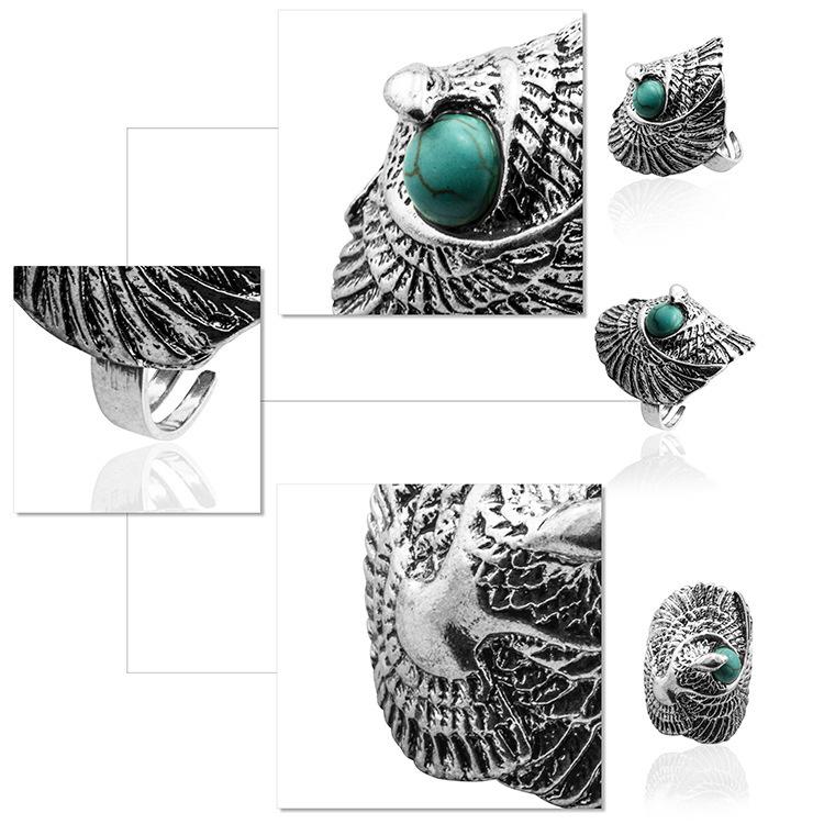 Women's Fashion Silver Zircon Alloy Tumble Turquoise Ring