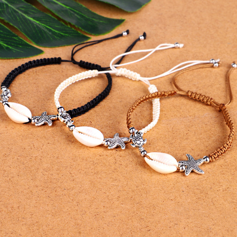 Beach Shell String Beads Bracelet Handmade Gold Natural Conch Cowry Strand Bangle Fashion Anklet Jewelry for Girls