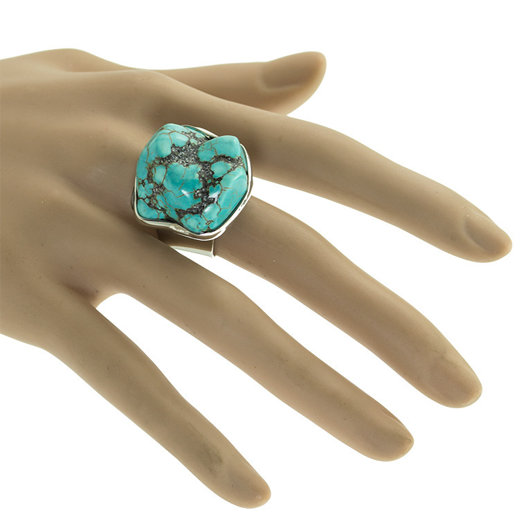 Women's Fashion Silver Zircon Alloy Synthetic Turquoise Stone Ring