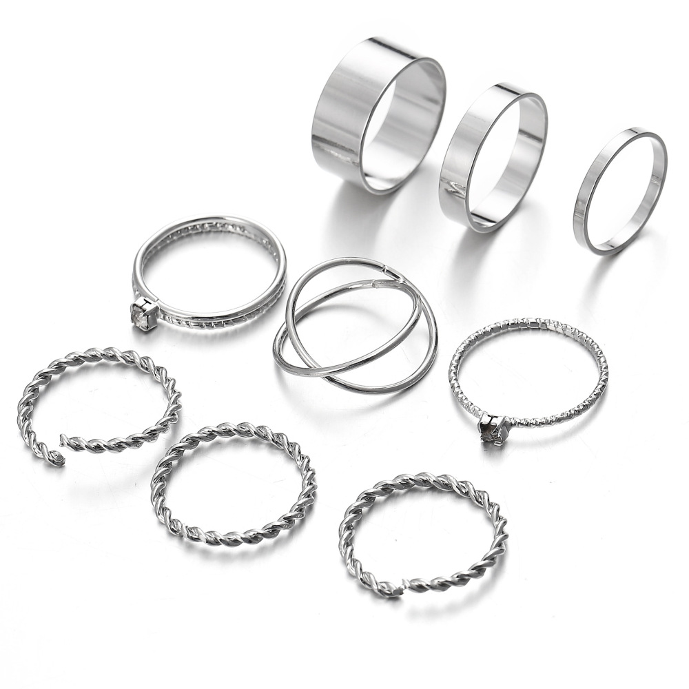 5pcs Fashion Rings Set Wedding Party Engagement Alloy Rings Jewelry Set