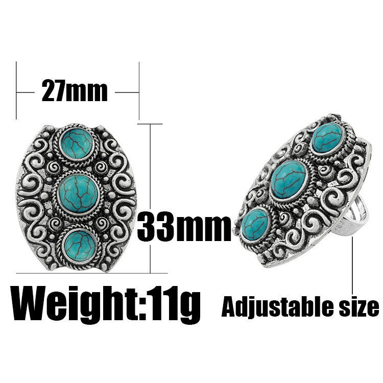 Women's Fashion Silver Zircon Alloy Tumble Turquoise Ring