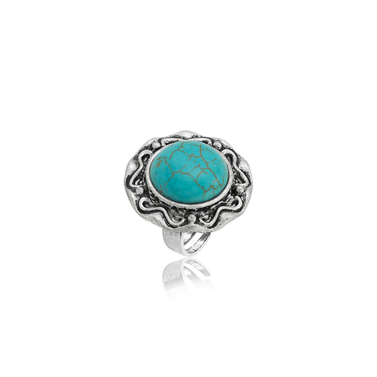 Women's Fashion Silver Zircon Alloy Synthetic Turquoise Ring