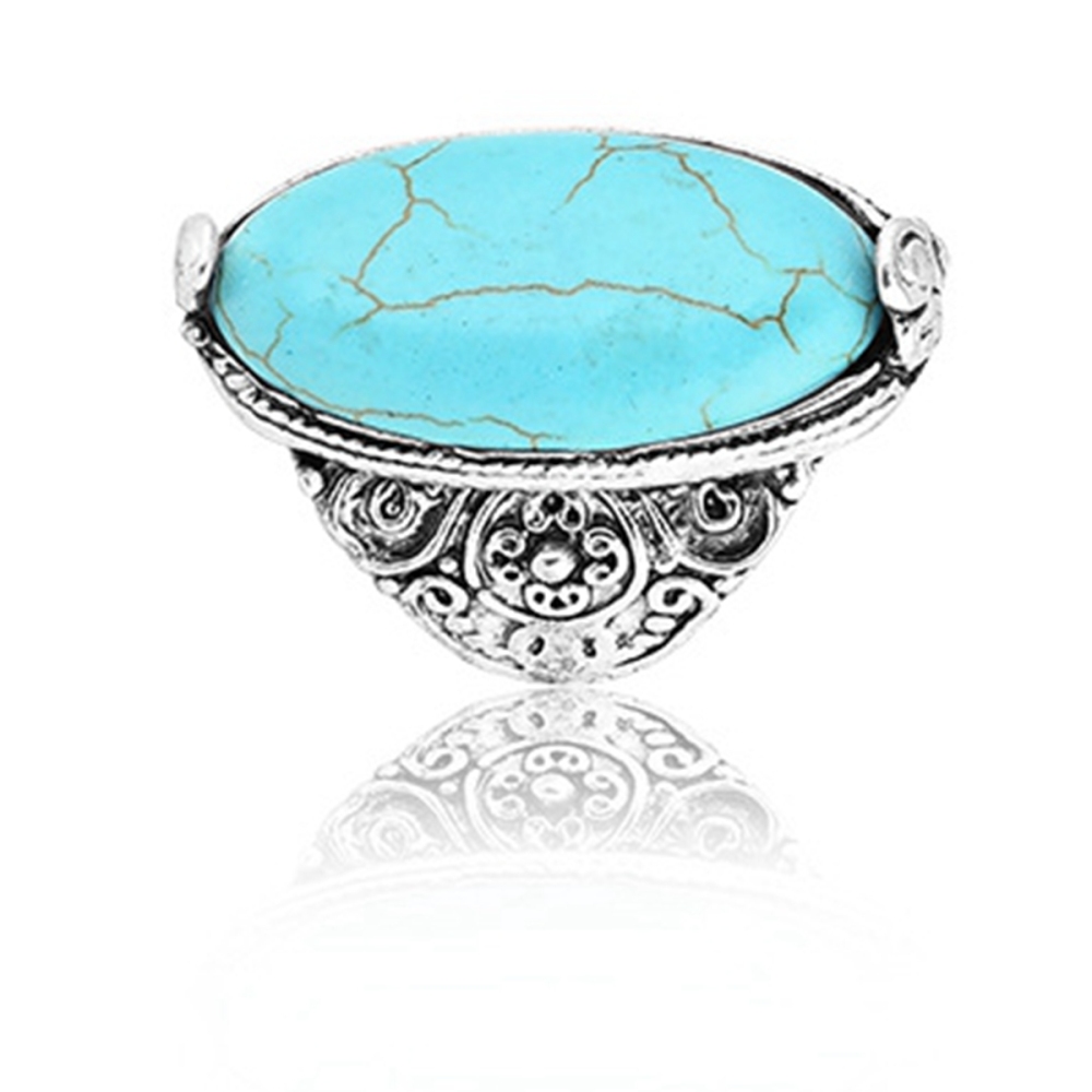 Women's Fashion Silver Zircon Alloy Synthetic Turquoise Stone Ring