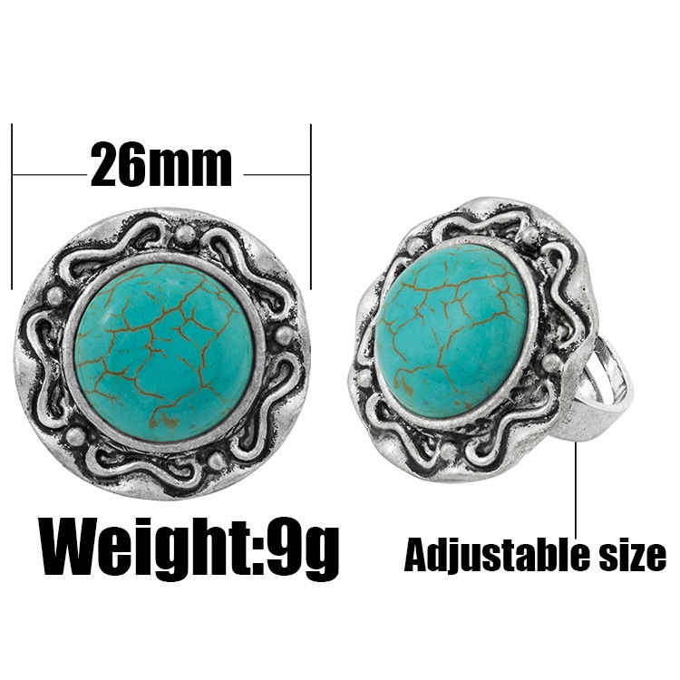 Women's Fashion Silver Zircon Alloy Synthetic Turquoise Stone Ring