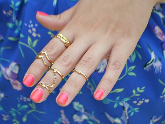 5pcs Fashion Rings Set Wedding Party Engagement Alloy Rings Jewelry Set