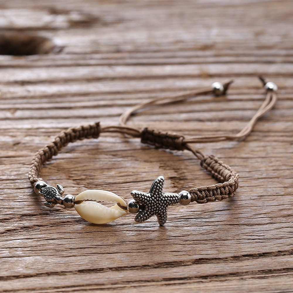 Beach Shell String Beads Bracelet Handmade Gold Natural Conch Cowry Strand Bangle Fashion Anklet Jewelry for Girls