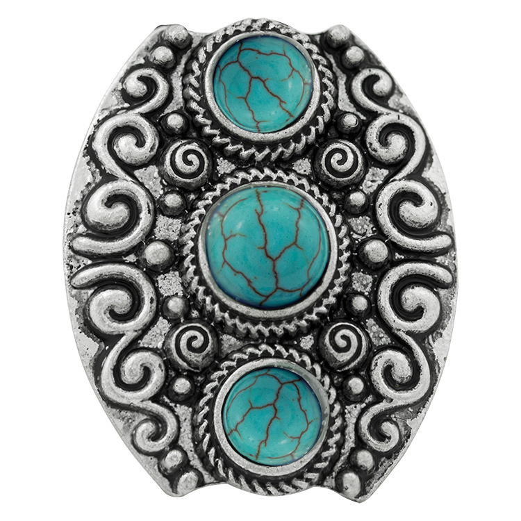Women's Fashion Silver Zircon Alloy Tumble Turquoise Ring