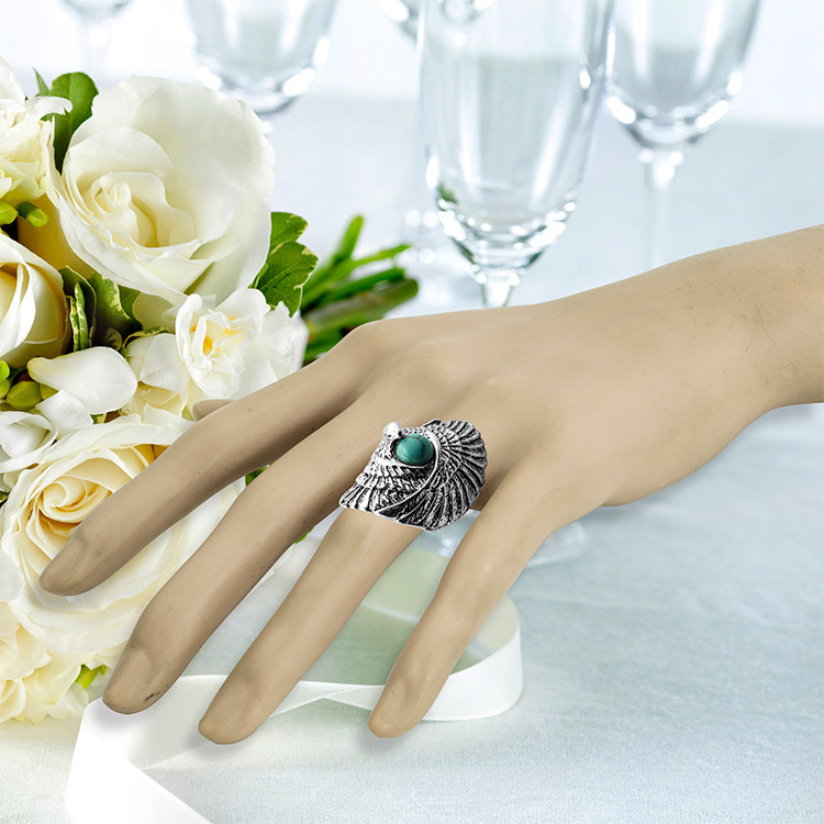 Women's Fashion Silver Zircon Alloy Tumble Turquoise Ring