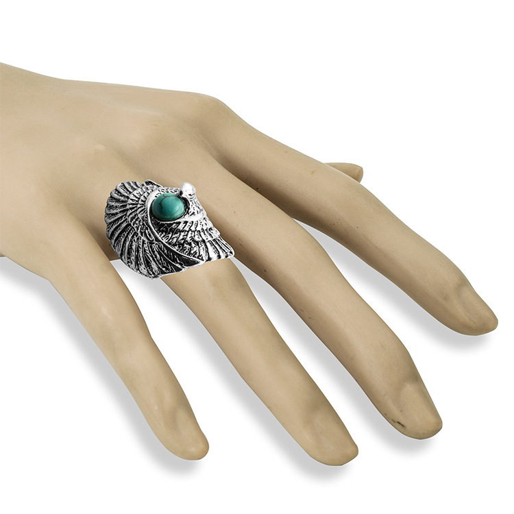Women's Fashion Silver Zircon Alloy Tumble Turquoise Ring