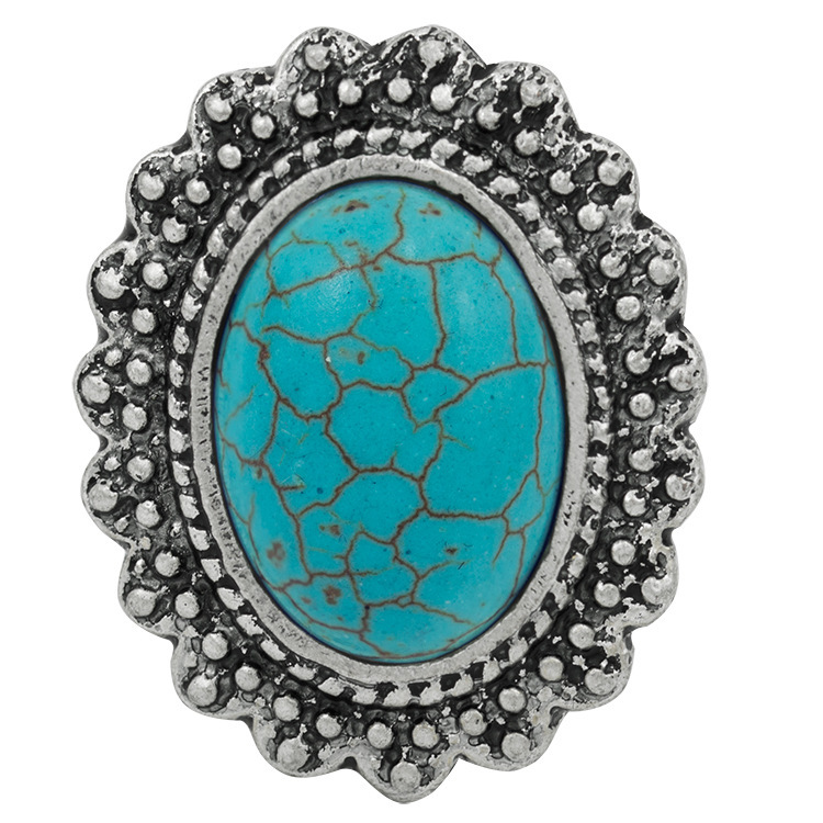 Women's Fashion Silver Zircon Alloy Tumble Turquoise Ring