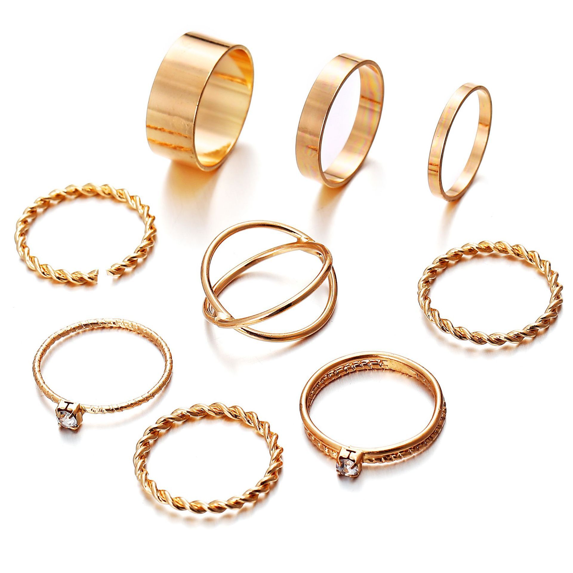 5pcs Fashion Rings Set Wedding Party Engagement Alloy Rings Jewelry Set