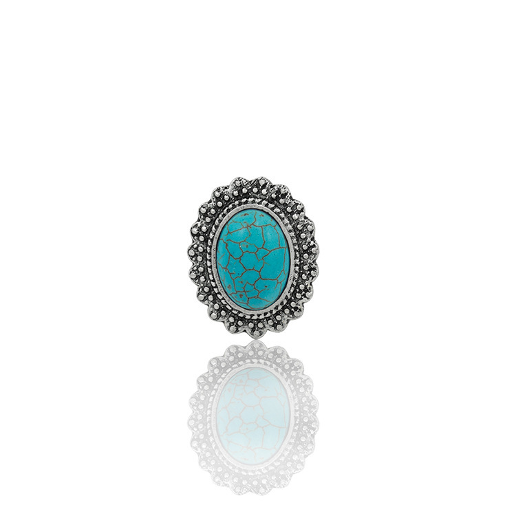 Women's Fashion Silver Zircon Alloy Tumble Turquoise Ring