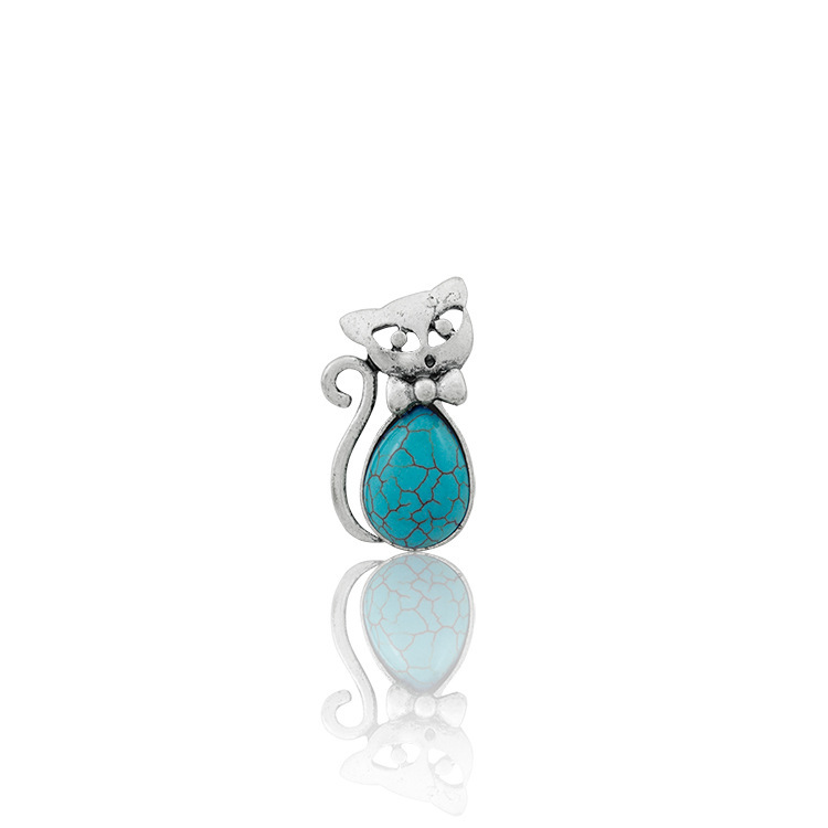 Women's Fashion Silver Zircon Alloy Synthetic Turquoise Stone Ring