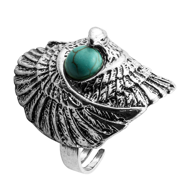Women's Fashion Silver Zircon Alloy Tumble Turquoise Ring