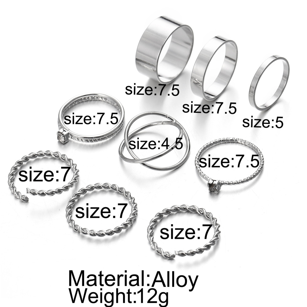 5pcs Fashion Rings Set Wedding Party Engagement Alloy Rings Jewelry Set