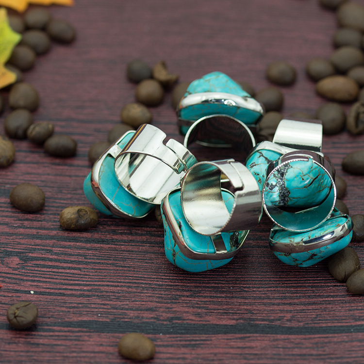 Women's Fashion Silver Zircon Alloy Tumble Turquoise Ring