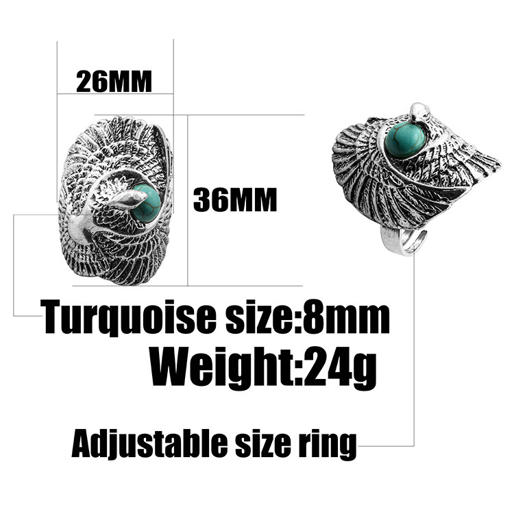 Women's Fashion Silver Zircon Alloy Tumble Turquoise Ring