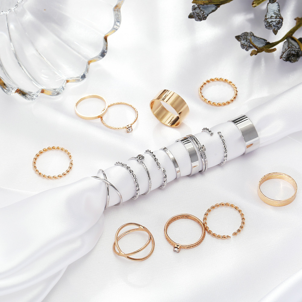 5pcs Fashion Rings Set Wedding Party Engagement Alloy Rings Jewelry Set
