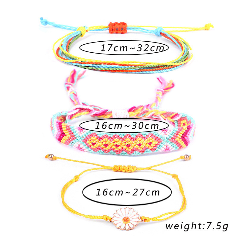 Waterproof String Sunflower Charm Bracelet Handmade Woven Friendship Bracelet