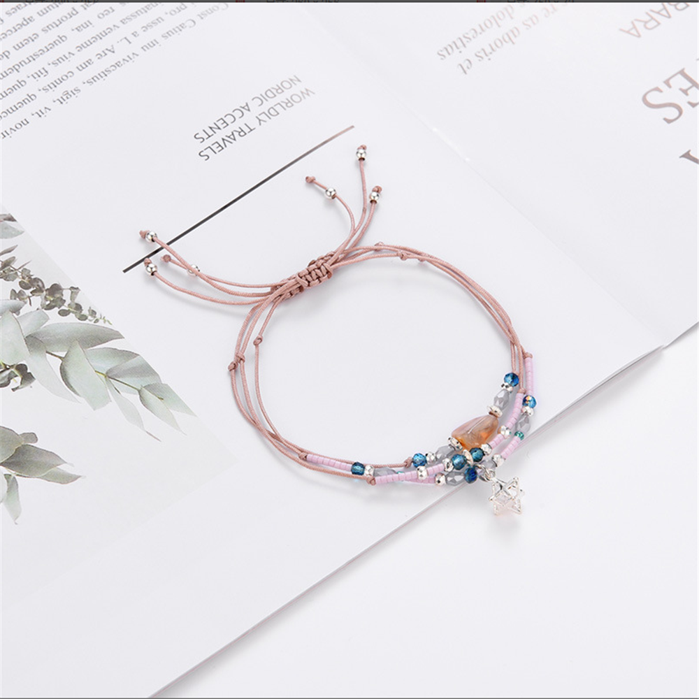 Handmade Adjustable Wrap Bracelet Bohemian String Braided Beads Anklets Gifts for Women Girls