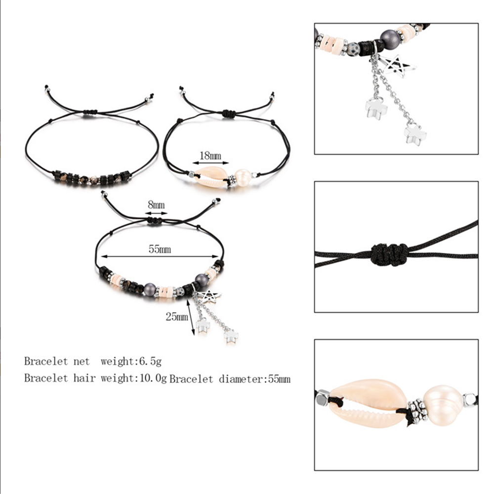 Handmade Adjustable Sea Shell Wrap Bracelet Bohemian String Braided Beads Anklets Gifts for Women Girls