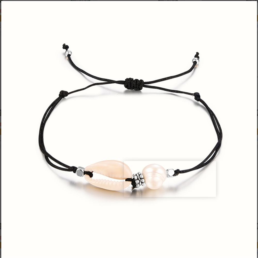 Handmade Adjustable Sea Shell Wrap Bracelet Bohemian String Braided Beads Anklets Gifts for Women Girls