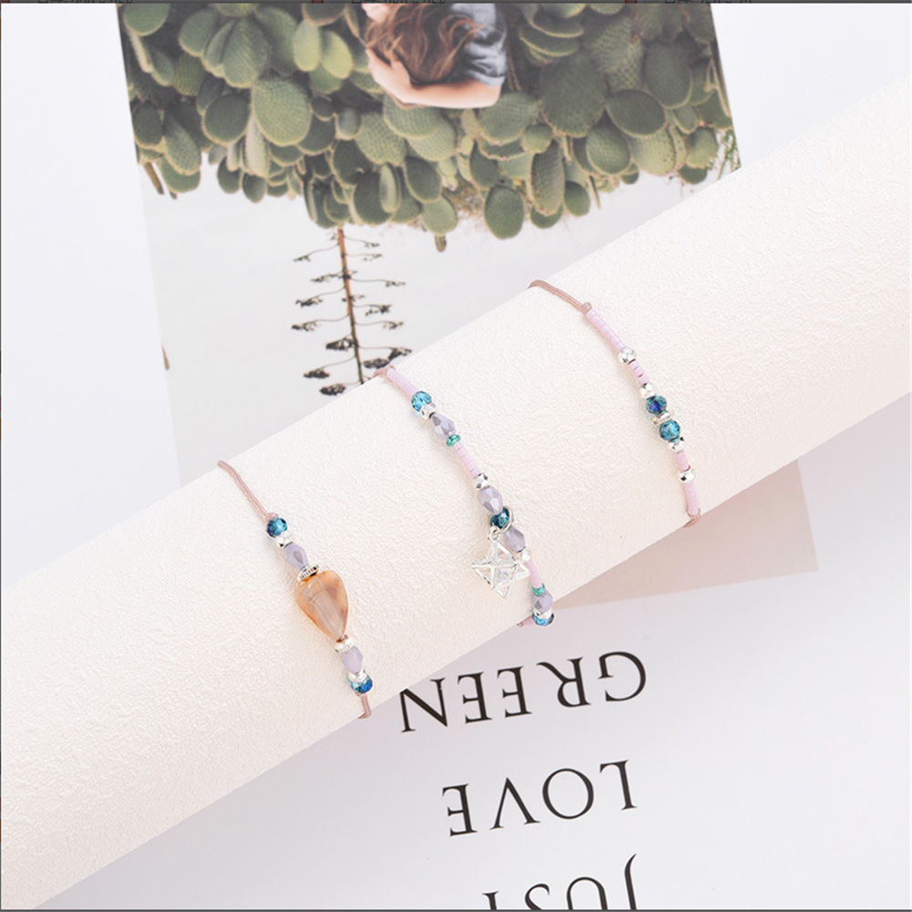 Handmade Adjustable Wrap Bracelet Bohemian String Braided Beads Anklets Gifts for Women Girls