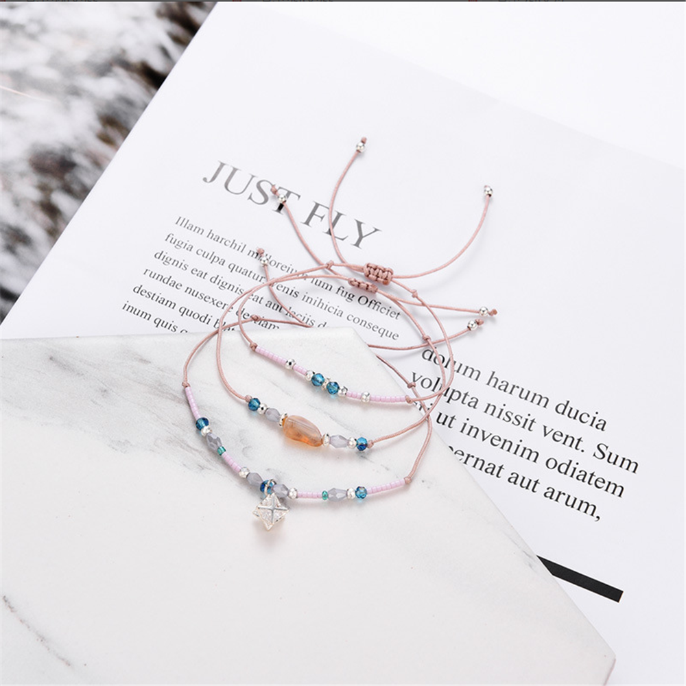 Handmade Adjustable Wrap Bracelet Bohemian String Braided Beads Anklets Gifts for Women Girls