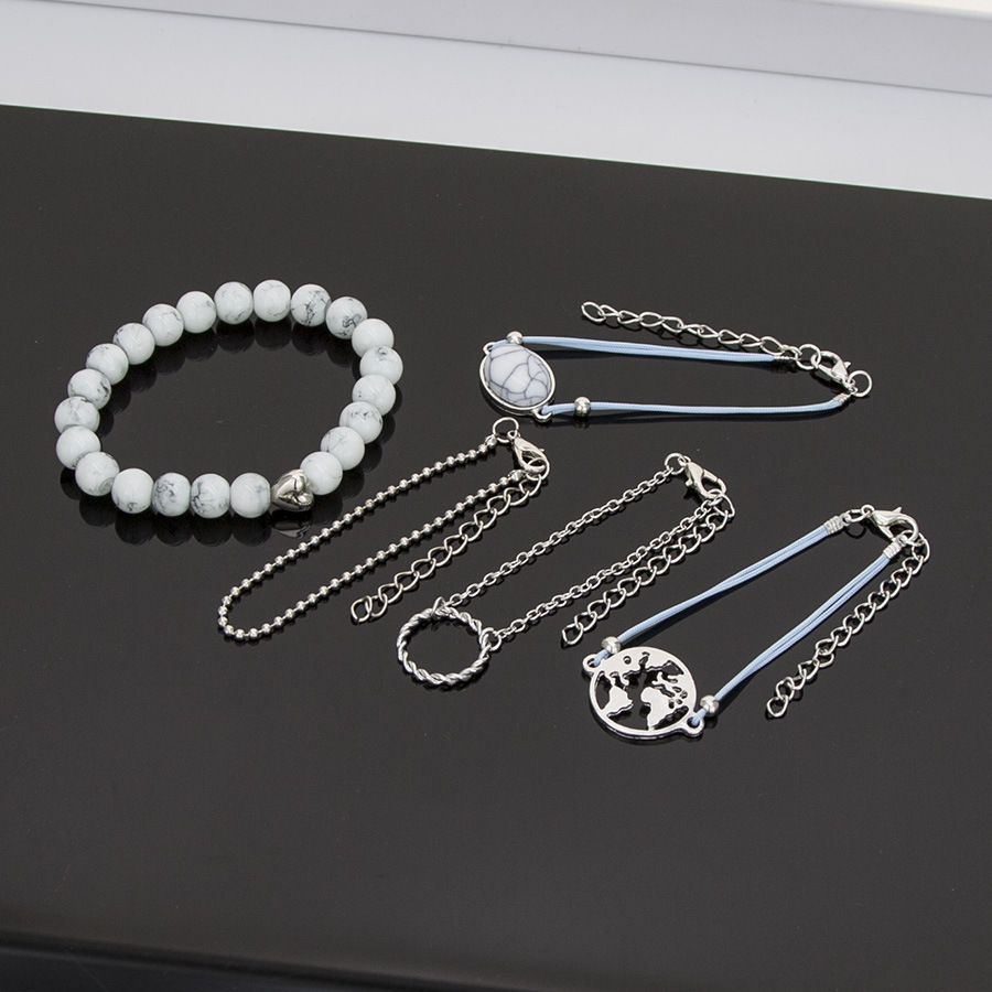 Love Pentagram Moon Star Bracelets Women Bling Crystal Earth Beads Anklets Summer Jewelry Set