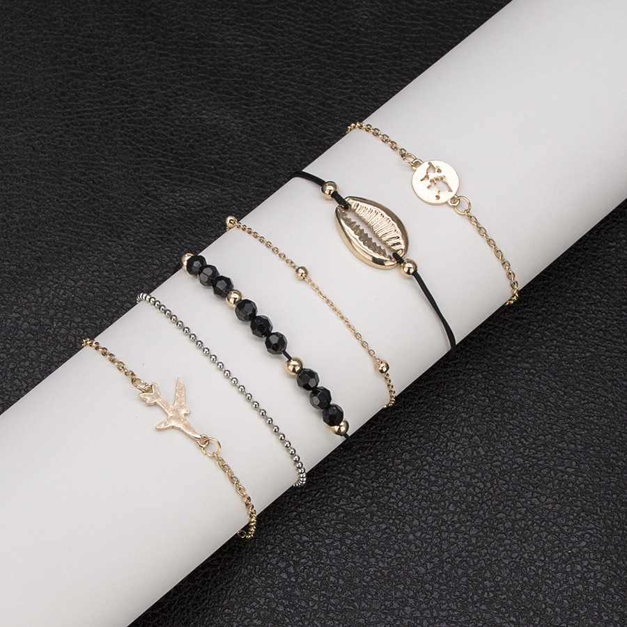 Love Pentagram Moon Star Bracelets Women Bling Crystal Earth Beads Anklets Summer Jewelry Set
