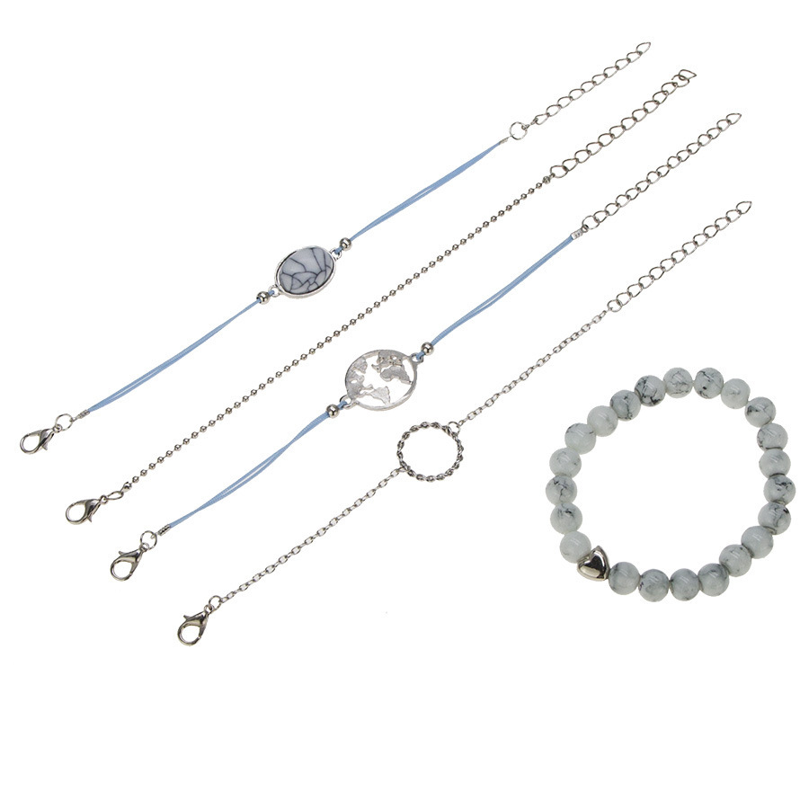 Love Pentagram Moon Star Bracelets Women Bling Crystal Earth Beads Anklets Summer Jewelry Set