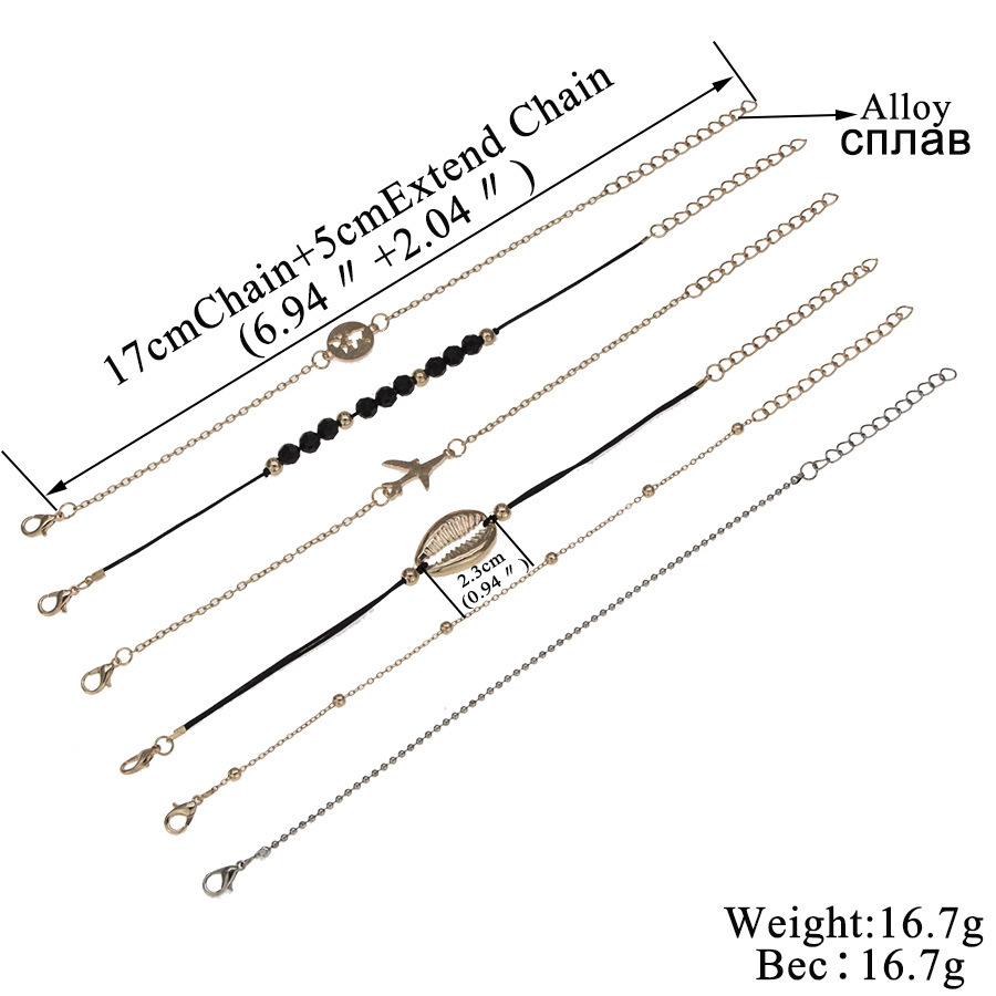 Love Pentagram Moon Star Bracelets Women Bling Crystal Earth Beads Anklets Summer Jewelry Set