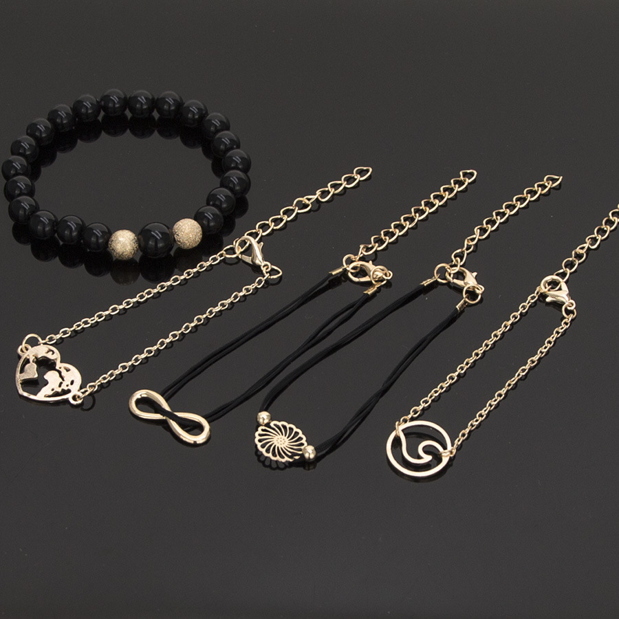 Love Pentagram Moon Star Bracelets Women Bling Crystal Earth Beads Anklets Summer Jewelry Set