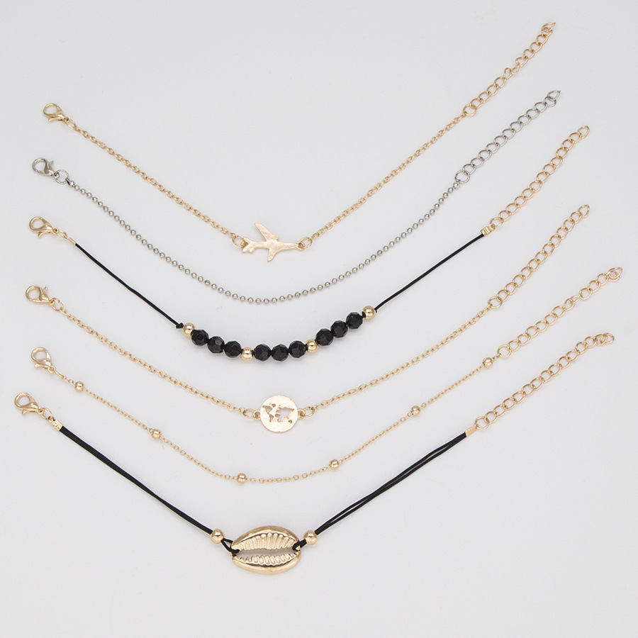 Love Pentagram Moon Star Bracelets Women Bling Crystal Earth Beads Anklets Summer Jewelry Set